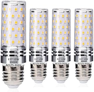 Ugvmn E27 LED Corn Bulbs 12W Equivalent to 100W Halogen Bulbs, E27 Warm White Led Bulb 3000K, Edison Screw LED Light Bulbs, No Flicker, No Dimmable, 1400LM, AC 230V,4 Pack