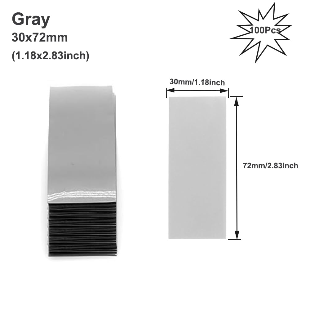 100 Pcs 18.5mm Dia Flat PVC Heat Shrink Tubing Battery Wrap,for 18650 Battery Shrink Film(Gray)