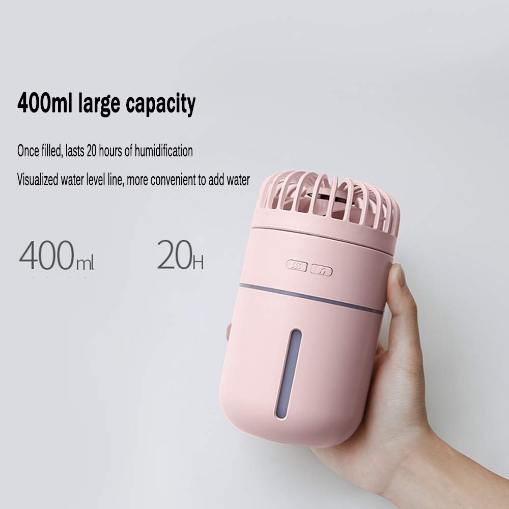 Wentylator biurkowy USB rozpylacz wody mgła cichy wentylator LED światło 2000 mAh USB akumulator nawilżacz biurko klimatyzator elektryczny mini przenośny (kolor: niebieski)