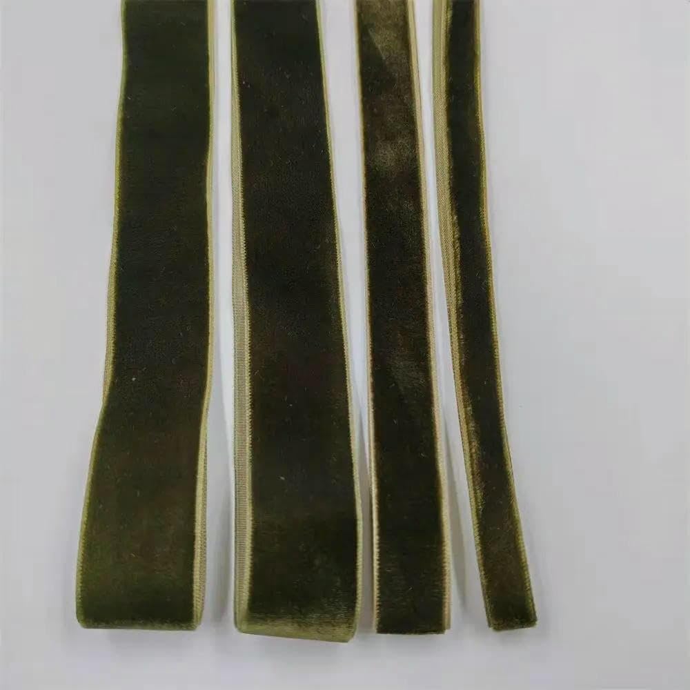 Cinta de terciopelo verde oliva de una sola cara, 6-25 mm, 5-300 yardas, para decoración de fiestas, hecha a mano, para envolver el pelo, lazo para hacer tú mismo, Navidad, 25