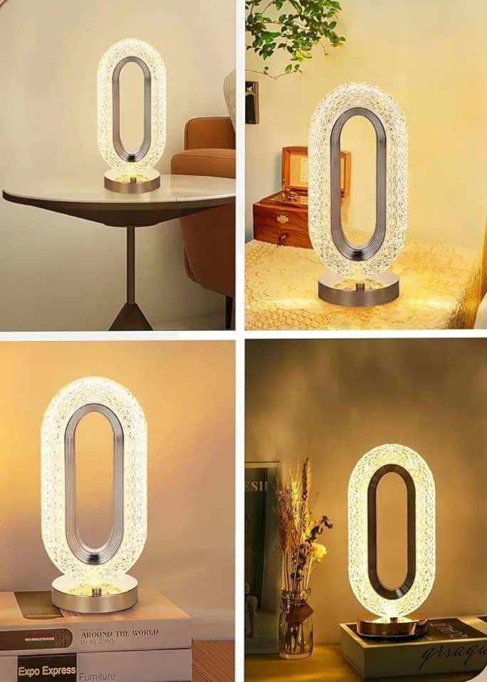Crystal LED Table Lamp, Night LEMP, Touch Control, 3-Way Dimmable, USB Rechargeable, Cordless Night Light for Home, Bedroom, Living Room, Restaurant Decoration. (Oval Shape) - Image 6