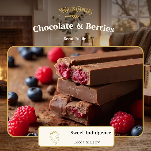 Image of McCall's Candles | Chocolate & Berries | Scented Wax Melt | Raspberries & Velvety White Chocolate | 6-Piece Break-Apart Bar | 12-24 Hours Per Wedge | Poured in the USA | 5.5 oz