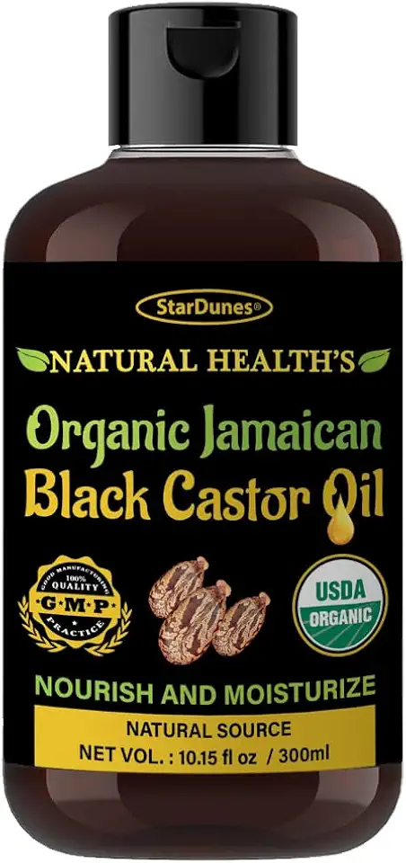 Óleo de rícino preto jamaicano (300 ml) - 100% puro para crescimento de cabelos, cílios e sobrancelhas, soro de prevenção de queda de cabelo