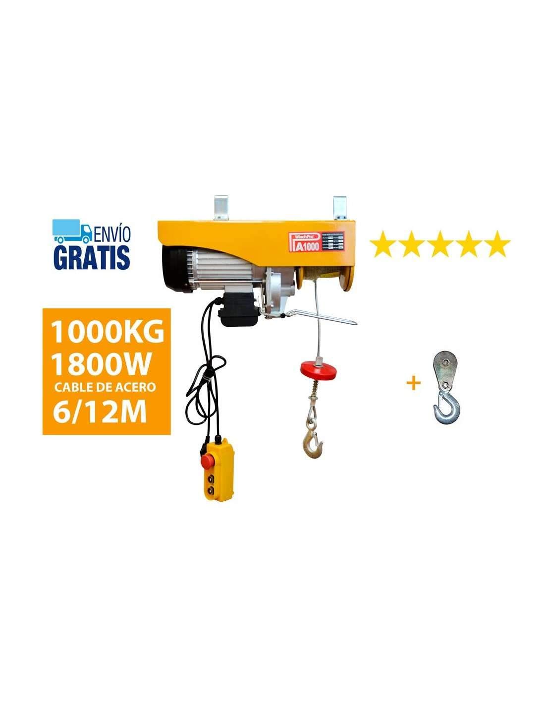 Paranco Elettrico 220V, Capacità 500/1000kg, Potenza Motore 1800W, Max. Altezza Di Sollevamento 12m, Costruzione Robusta, Corda In Acciaio Diametro 6mm, Argano Elettrico