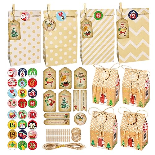 Sacs cadeaux Kraft de Noël Set 1 en papier pour bonbons et fêtes