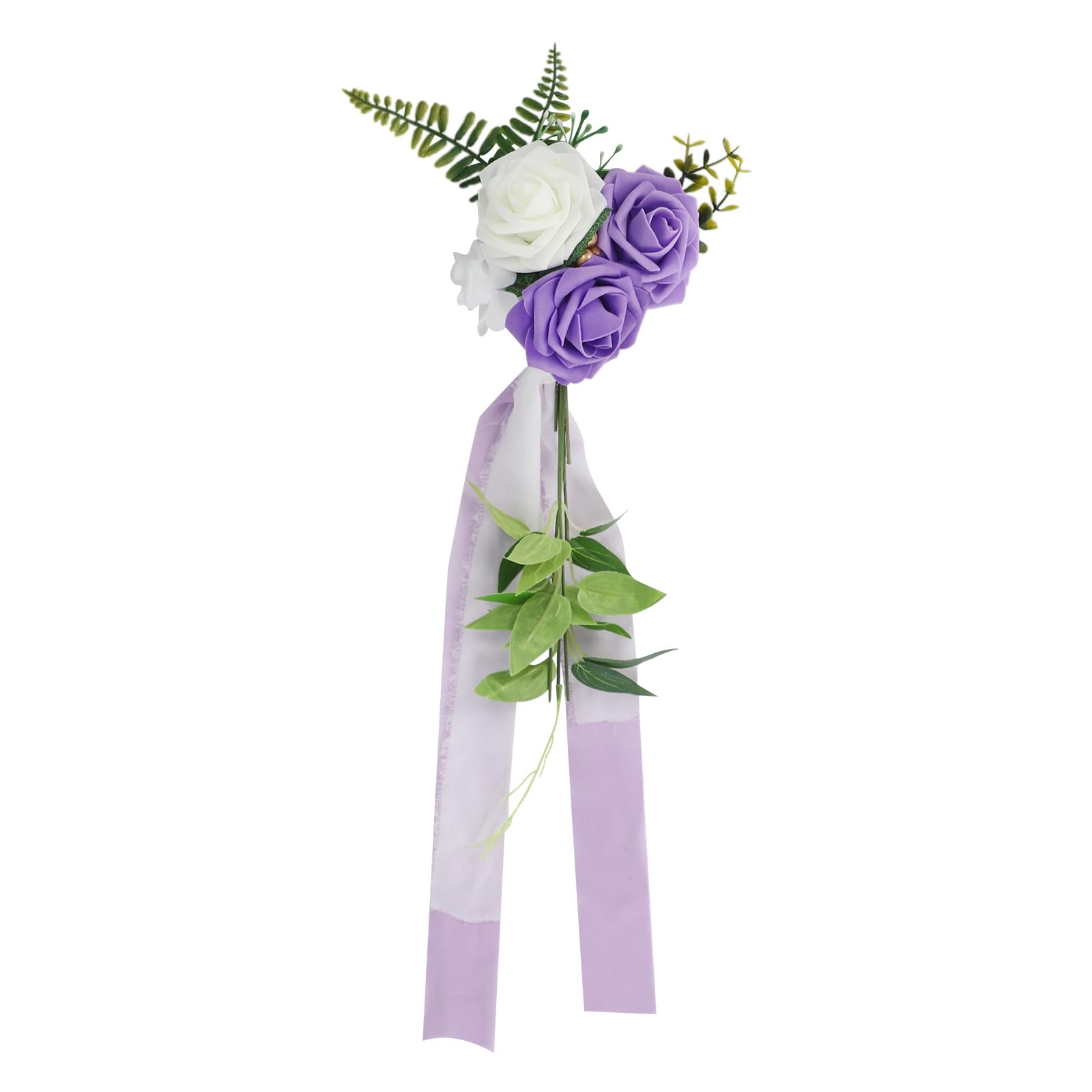10 Stück Hochzeit Stuhl Deko Blumen Gang Dekorationen Kirche Blume für Hochzeitszeremonie Künstliche Rose Rückenlehne Blumendekoration Türgriffe (Violett)