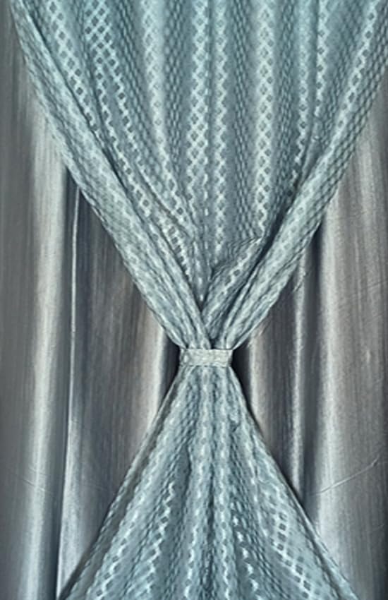 Image of Double Curtains 2 in 1 Embroidery Transparent Curtain with 80% Blackout Curtain Best for Every Interior Living Room Grommet(S Grey, 5 feet Set 2)