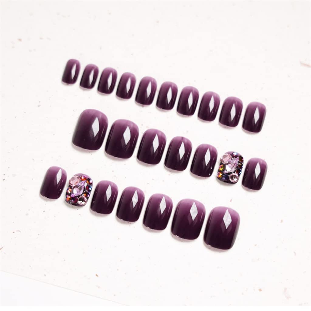 Fake Nails Press Set Short Reusable with Designs Artificial False Stick-on Tips Art