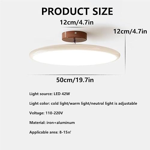 Miniatura 2 de Round Semi Flush Mount Ceiling Light Retro Adjustable Three Color Temperature Eye Protection Indoor Lamp for Bedroom Office Kitchen Living