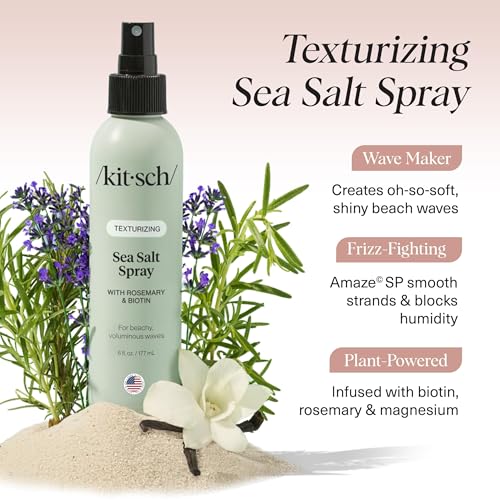 Kitsch Sea Salt Spray for Men and Women | Hair Spray with Rosemary, Biotin, Magnesium – Hair Texturizer for Natural Curls and Beach Waves | Ideal , 177 mL