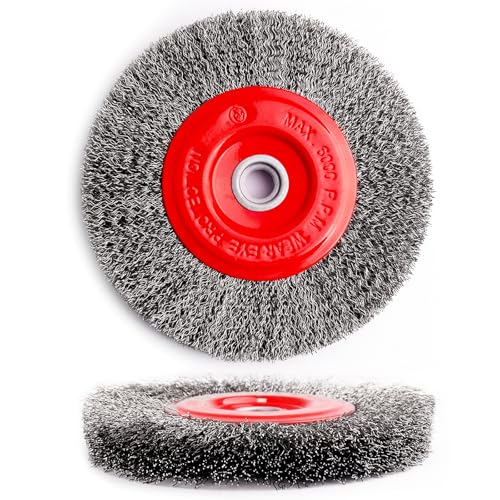 6 Inch Stainless Steel Wire Wheel Brush for Bench Grinder with 1/2-Inch and 5/8-Inch Arbor, 0.012' Coarse Crimped Stainless Steel Wire,for Rust Removal (1)