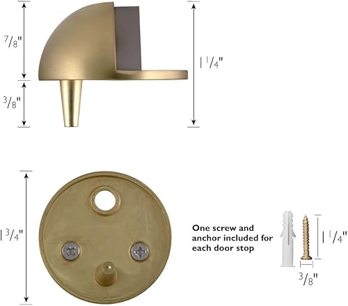 Miniatura 5 de Design House, 181875 - Protectores de pared para puerta con tapón de goma, latón satinado, 5 unidades, diseño de casa