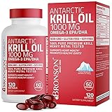 Bronson Antarctic Krill Oil 1000 mg with Omega-3s EPA, DHA, Astaxanthin and Phospholipids 120 Softgels (60 Servings)