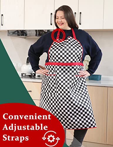 Apronner Cotton Linen Baking Plus Size Aprons For Women With Pockets Kitchen Cooking Retro Gingham #TOP5