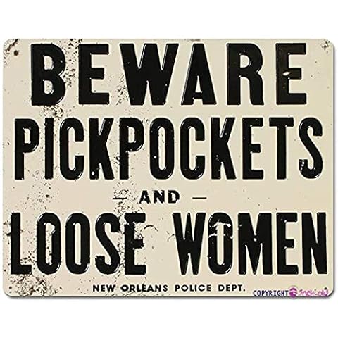 TSOSK Retro metal tin sign Beware of Pickpockets and Loose Women Tin Sign,Cave,Bar,Club, Home Wall Art Metal Tin Sign 8x12 inches Cover