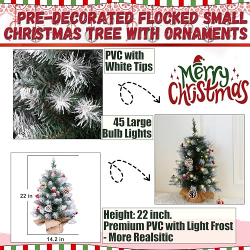 Minichristmastree2ftwithlightswhitetabletopchristmastreewithflockingsnowfrosttipsberrieswoodbasewithburlap55cmsmallxmaspinetreeforholidayhomedecoration  Urban Country Home Decor Mini christmas tree 2ft with lightswhite tabletop christmas tree with flocking snow frost tips berries wood base with burlap 55cm small xmas pine tree for holiday home decoration  urban country home decor