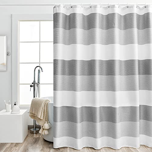 Aufenlly Modern Hotel Quality Striped Waffle Shower Curtain For Bathroom And Bathtubs Heavy Duty Ombre, 72X72 Inch, Grey #TOP5
