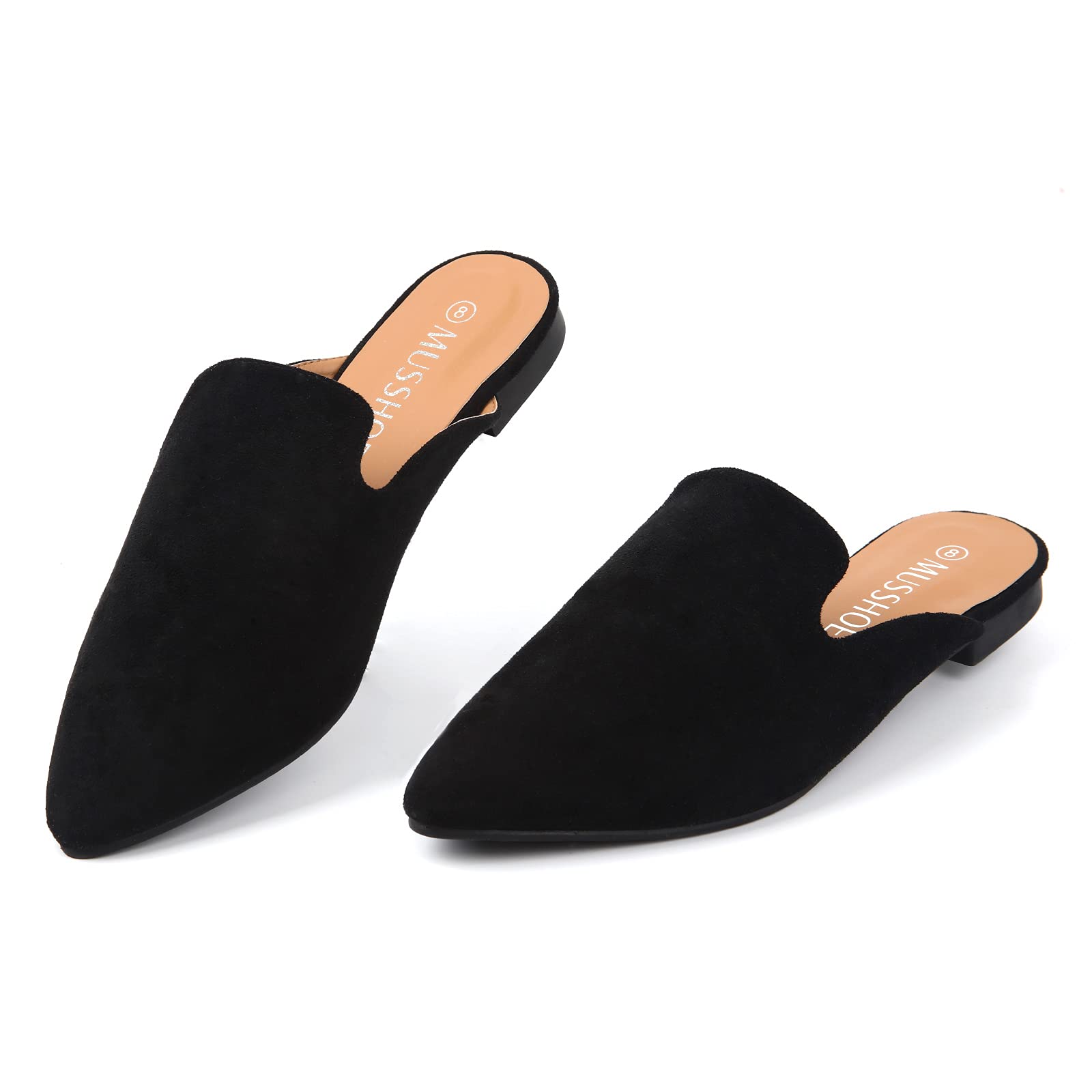 MUSSHOE Mules for Women Flats Comfortable Pointed Toe Women Mules