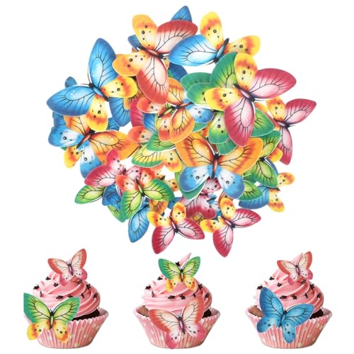 40 Piezas Mariposa Cake Adornos,Adornos comestibles para cupcakes,Adornos para Mariposas Magdalenas,Wafer Paper Butterflies Mariposa para Magdalenas Familiares, Bodas, Tartas de (Stilo B)