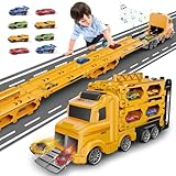 Veslier Kids Toys for 2 3 4 5 6 Years Old Boys,Transport Carrier Truck Toy with 3 Foldable Layer Car Race Track Playset,Light & Sound,Birthday Gifts for 2 3 4 5 6 Years Old Boys Girls Kids.