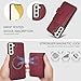 for Samsung Galaxy S22 Detachable Wallet Compatible with Magsafe Wireless Charging Case with Card Holder,Cash Slot,Kickstand 2 in 1 Shockproof Case(Wine red)