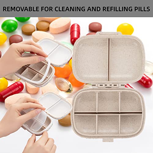 Image of Cute Pill Organizer Small Bling Pill Case for Purse Medicine Vitamin Container Holder Daily Pill Box Container for Women Travel Medicine Kit(Peach)