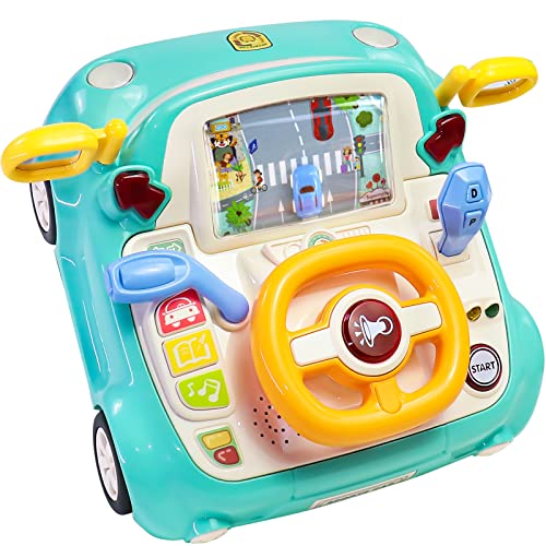 Fajiabao Baby Spielzeug ab 1 Jahr Lenkrad Kinderspielzeug ab 1 2 Jahre Baby Geschenk Junge Mädchen Auto Spielzeug Interaktives Lernspiele Musikspielzeug für Reisen und Autoreisen Cover