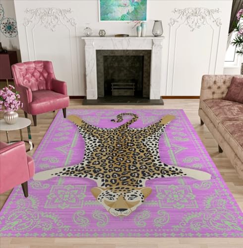 Lilac Brown Grey Vintage Floral Leopard Print Classic Large Area