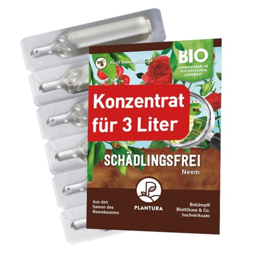 Plantura Bio-Schädlingsfrei Neem, effektive Schädlingsbekämpfung mit Neem, gegen Blattläuse, Thripse & Co. an Gemüse, Kräutern & Zierpflanzen, 9 ml Konzentrat für bis zu 3 L (36 m²)