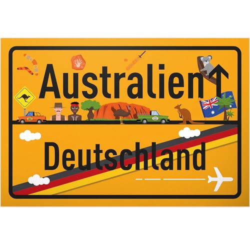 DankeDir! Australien Ortsschild - Schild 30 x 20 cm - Geschenk Idee Gutschein Reise Urlaub Reisegutschein Männer & Frauen Geldgeschenk Abschiedskarte Geschenkidee Deko Karte
