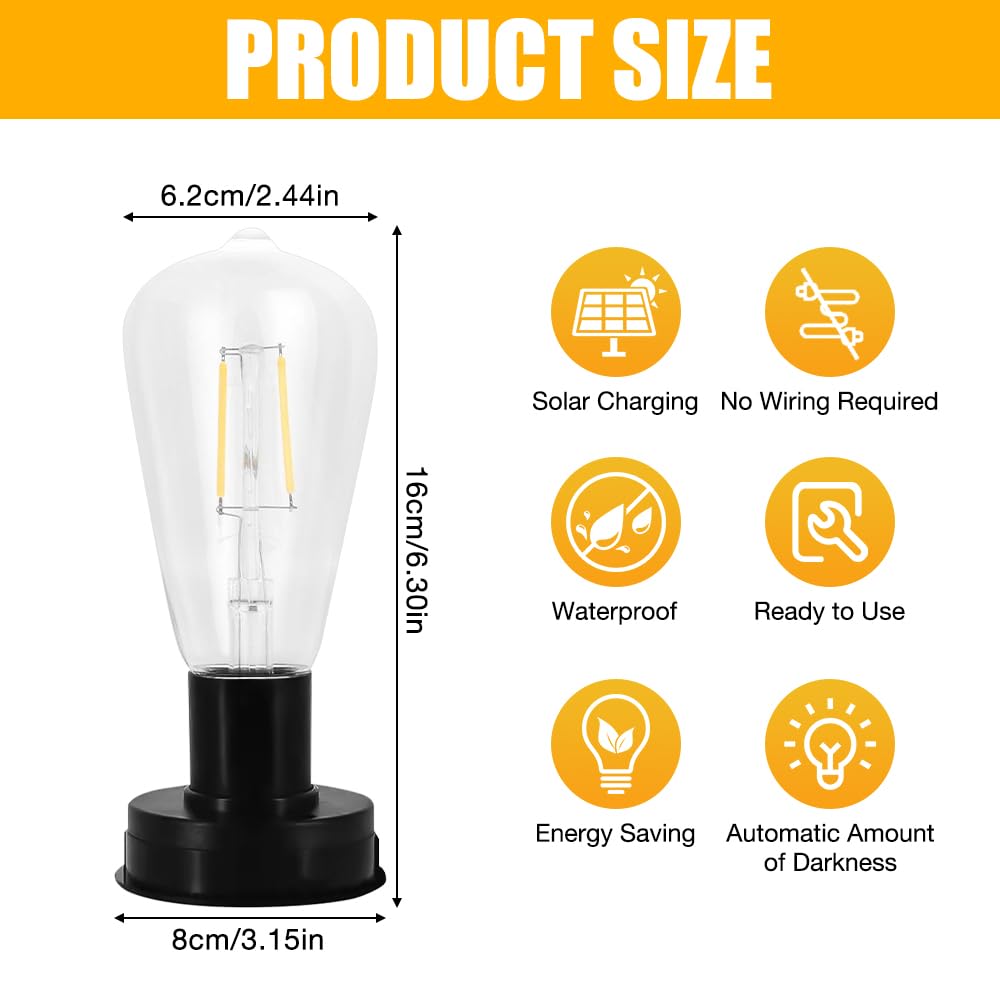 2 sztuki części zamiennych do ogrodowych lamp solarnych, 8 cm solarne żarówki do użytku na zewnątrz, zamienny górny element lamp solarnych z jasną żarówką LED, solarne żarówki do lamp solarnych