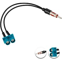12in Fakra-Z to DIN Male Plug - Dual Fakra Z /DIN Pigtail - RG174, FM/AM Radio Antenna Adapter