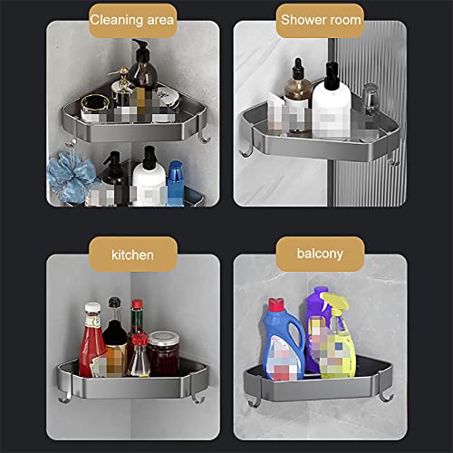 Étagère de rangement de douche d'angle en alu gris avec panier d'égouttage - 7