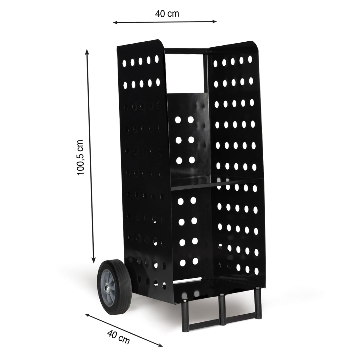 IDMarket - Chariot Porte bûches Acier Noir 40 x 40 x 100,5 CM pour cheminée