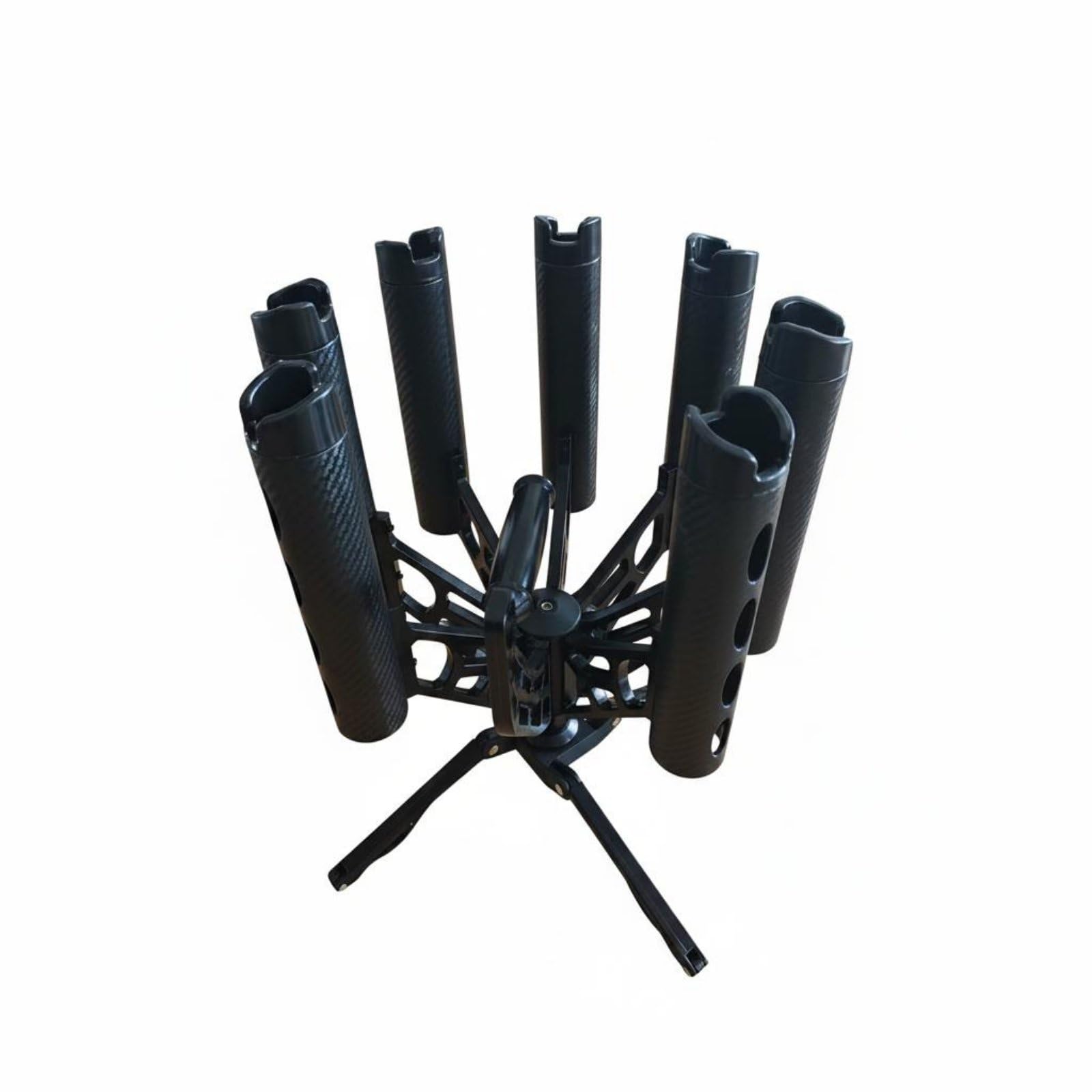 harayaa Soporte para Cañas de Pescar con Estructura Metálica Robusta Portacañas Vertical de 7 Ranuras Rotación Fluida para Facilitar el Uso Apto para Almacenamiento Doméstico Garaje de Herramientas
