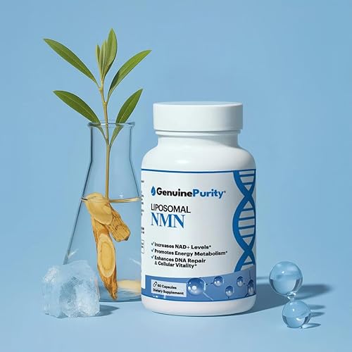 Miniatura 5 de Suplemento liposomal NMN de 250 mg - 60 cápsulas veganas para apoyar la producción de NAD+, energía celular y envejecimiento saludable - Sin OMG,