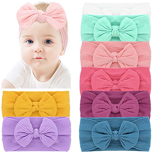 Baby Headbands Nylon Infant Headband Bows Newborn girls hair Accessories XJIAOYA-Pack of 8