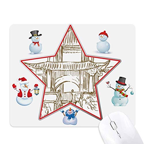 Tapis de souris Souris Étoile et Bonhomme de Neige avec monuments de Chine