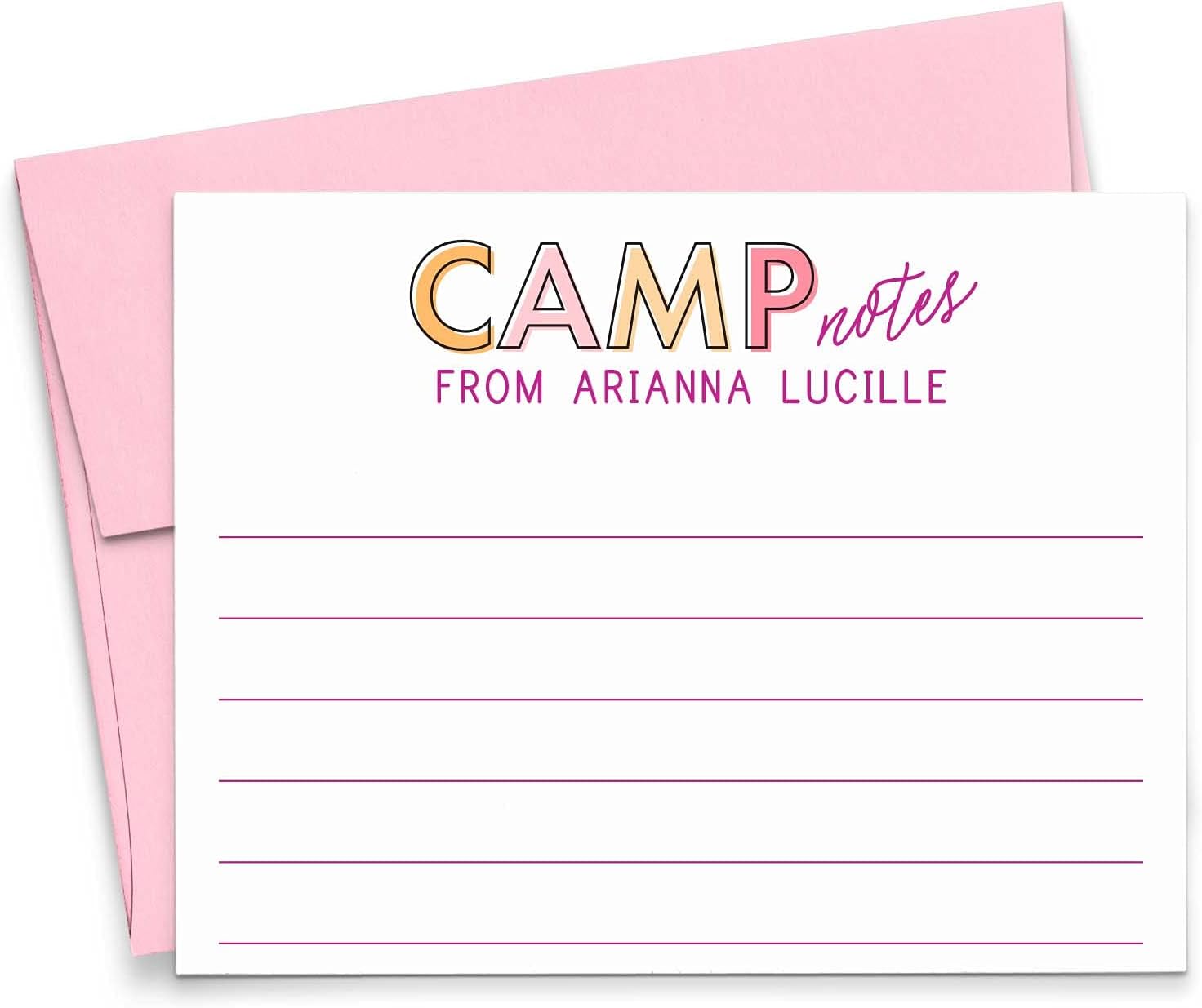 Personalized Camp Stationery for Girls, Personalized FLAT Stationery for Girls, Cute Stationary for Kids Thank You Notes, Girl Stationary with Envelopes, Your Choice of Quantity
