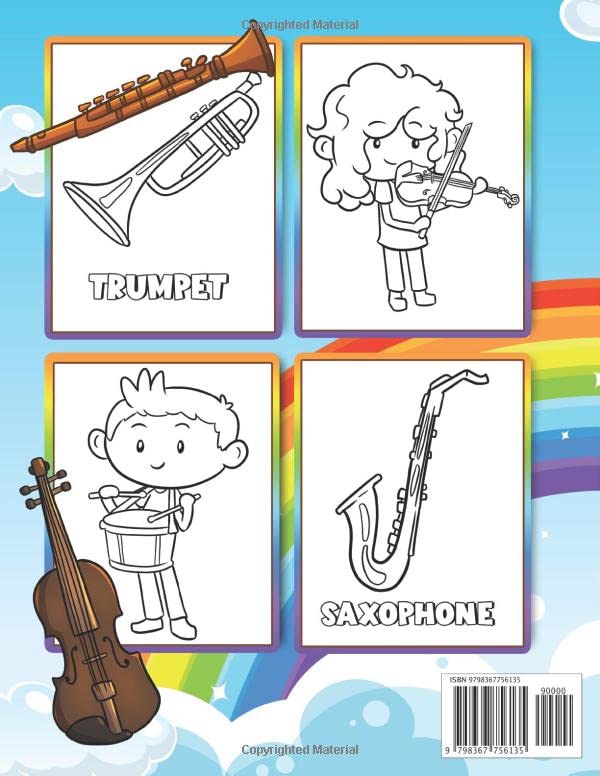 Musical Instruments Coloring Book For Kids: Children's Book About Musical Instruments For Future Musicians and Music Lovers - Music Coloring and Activity Book, Instrument Learning For Kids, Toddlers image 3