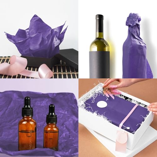 Image of 120 Sheets 20 inchX14 inch Purple Tissue Paper for Gift Bags Wrapping, Art Tissue Paper Bulk for Weddings Birthday Party Crafts Decoration