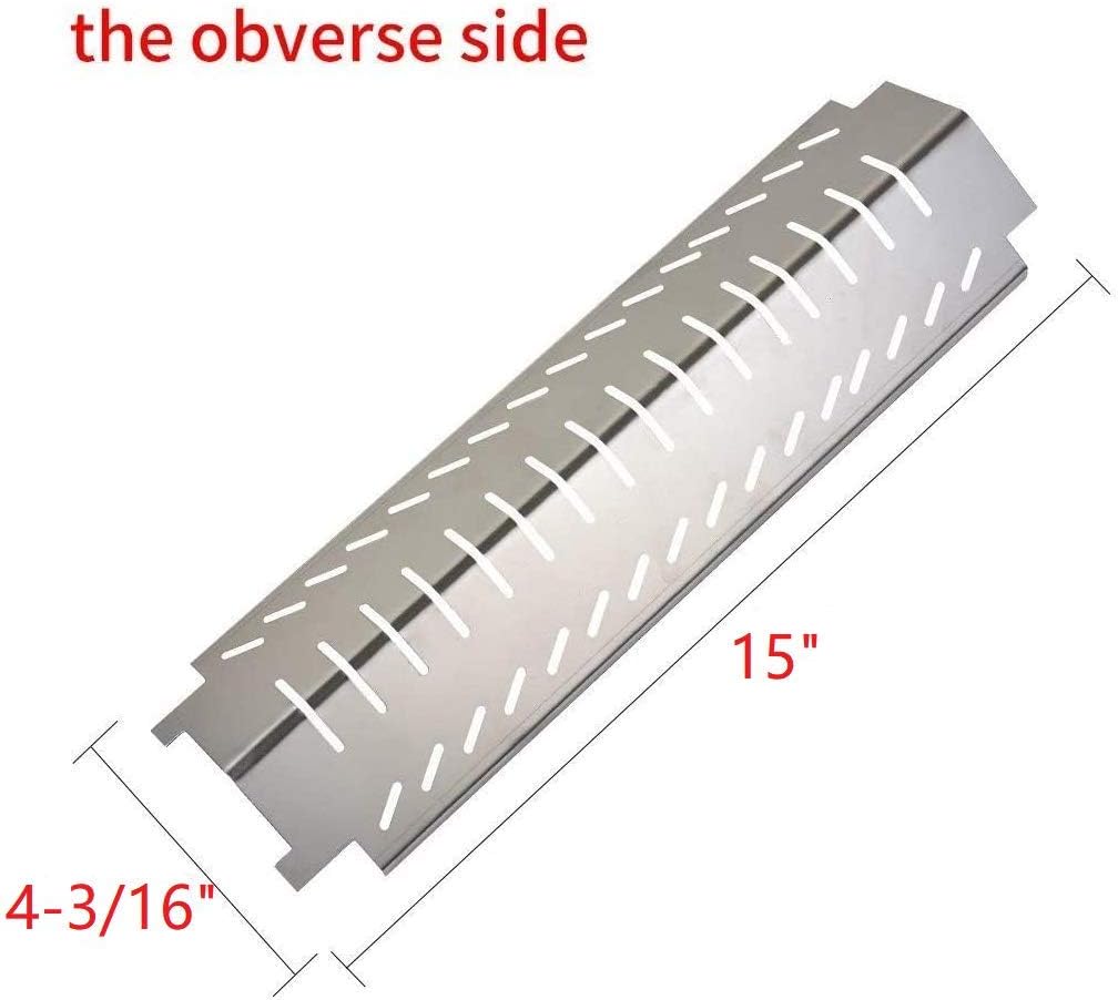 GasSaf Grill Heat Plate Replacement for Charbroil, Thermos, Centro, Costco Kirkland, 3-Pcs 15 inch Stainless Steel Tent Shield Plate Deflector, BBQ Burner Cover Barbecue Flame Tamer