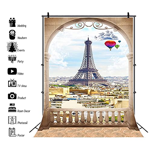 Laeacco Vinyl-Fotohintergrund, romantisch, Paris, Eiffelturm, moderne Stadtlandschaft, Bogenansicht, für Babys, Kinder… – Bild 4