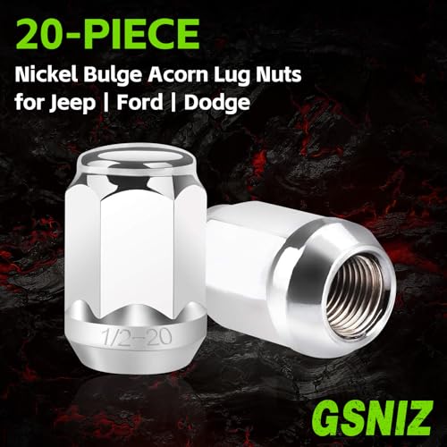 Image of 20PCS Chrome Closed End Bulge Acorn Style Lug Nuts, 1 /2 inch-20 Thread Size - Conical 60 Degree Seat,for Ford Mustang 1964-2014,Ranger 1990-2010,Explorer 1991-2015,F-150 1989-1996
