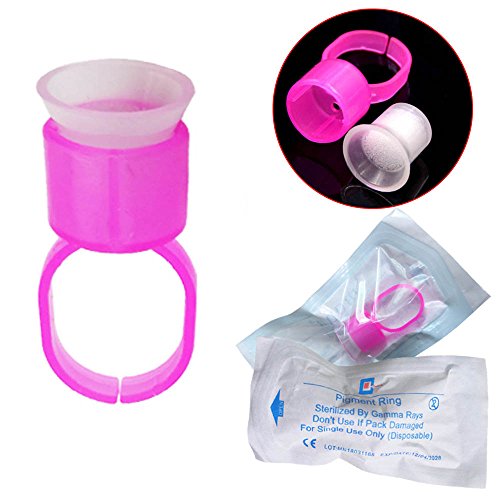 CHOOSE-IT 50pcs Microblading Supplies Pigment Glue Rings With Sponge Ink Cups Caps Permanent Makeup Tattoo Eyelash Extensions Holder
