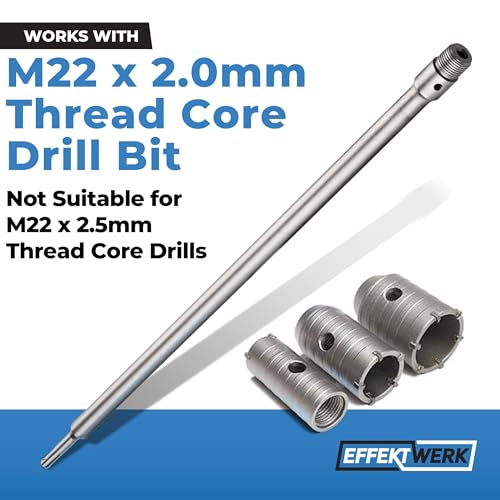 EffektWerk - SDS Plus Extension Shaft for Hollow Drill Bit - Large Connecting Rod 600mm Long W/ M22 x 2.0mm Thread, Center Drill & Screw for Reinforced Concrete, Brick & Stone Masonry - Image 2