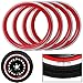 PORTAWALL 14 Red White Wall Tires Insert Rims Side Wall 4 pcs. / PORT-A-WALL Rims Sidewall Rubber Ring Set/Universal Car Exterior Accessories..