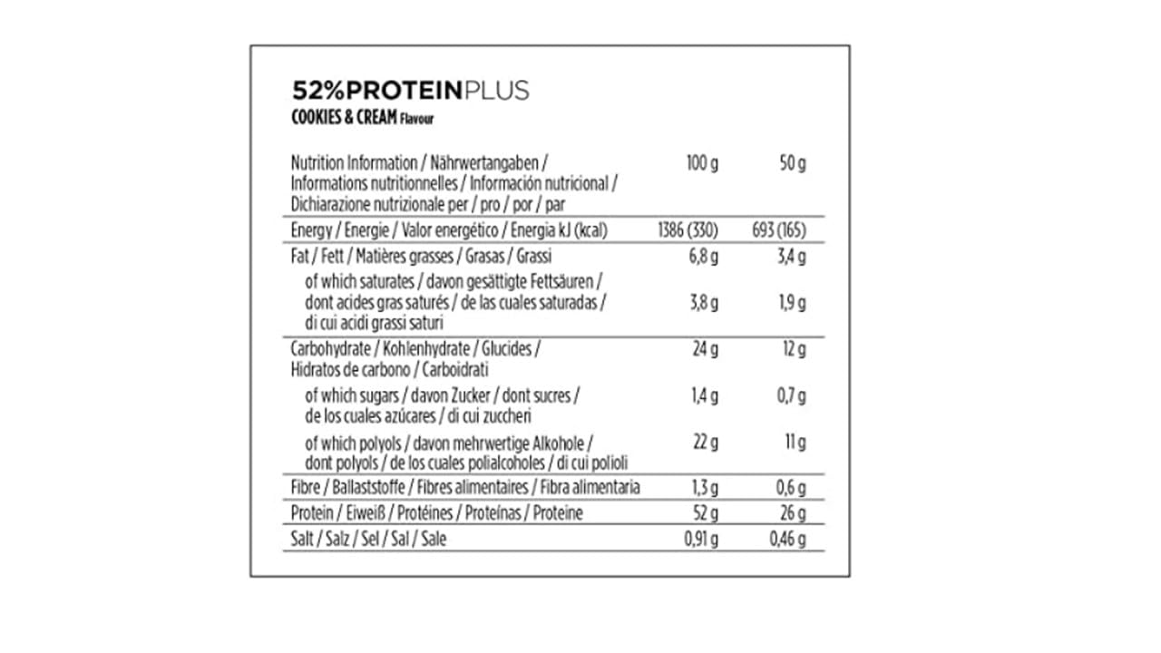 PowerBar Barres 52% ProteinPlus Low Sugar 24x50gr Cookies & Cream