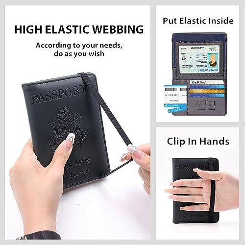 Image of Melsbrinna Rfid Passport Holder for Travel women /Men, Cute Passport Wallet Rfid Blocking Card Slots, Rfid Passport Cover /CaseTravel Wallet, Passport Book Holder (1, Black3)