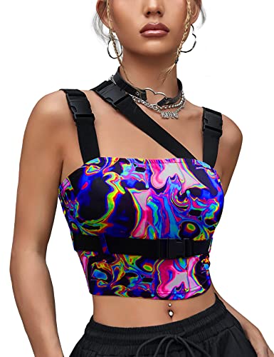 CYCLAMEN Women's Buckle Tank Tops Sleeveless Tube Crop Cami Tops
